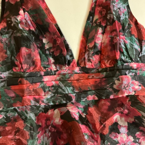 LuLu’s NWT black floral tiered mini dress tie back size Lg - Picture 7 of 8